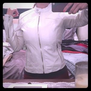 GORGEOUS true white leather jacket